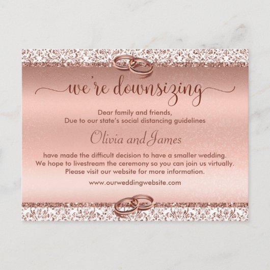 Roos Gold voor weddenschap met het neerslaan van T Aankondigingskaart (Voorkant)