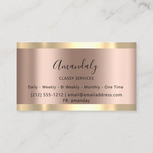 Roos Gold-vormig elegant professioneel modern Visitekaartje (Achterkant)