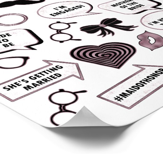 Roos Gold Vrijgezellenfeest Fun Party Afdrukbare r Poster (Hoek)