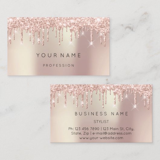 Roos Gold Vroege Abstracte zijderouten Glitter Visitekaartje (Voorkant / Achterkant)