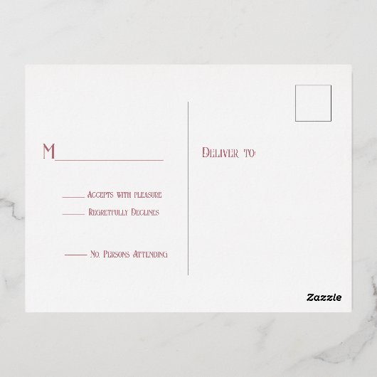 Roos Gold Waterfall Curtain RSVP Folie Uitnodiging Briefkaart (Achterkant)