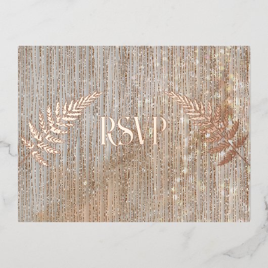 Roos Gold Waterfall Curtain RSVP Folie Uitnodiging Briefkaart (Voorkant)