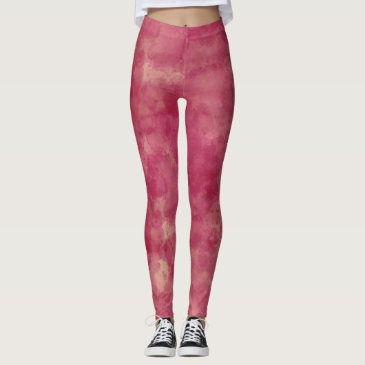 Roos Gold Waterverf Abstractie Leggings (Voorkant)