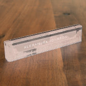 Roos Gold-Waterverf | Blush Pink Folie Modern Naambordje (Zijkant)