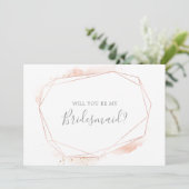 Roos Gold Waterverf Bridesmaid proposal Kaart (Staand voorkant)