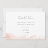 Roos Gold Waterverf Bridesmaid proposal Kaart (Achterkant)