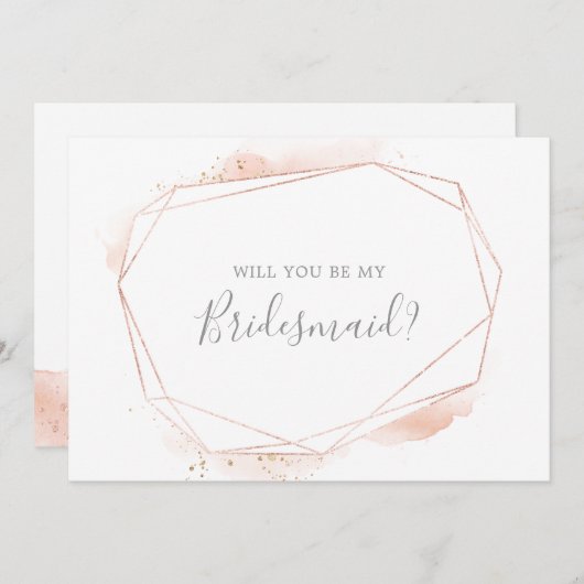 Roos Gold Waterverf Bridesmaid proposal Kaart (Voorkant / Achterkant)