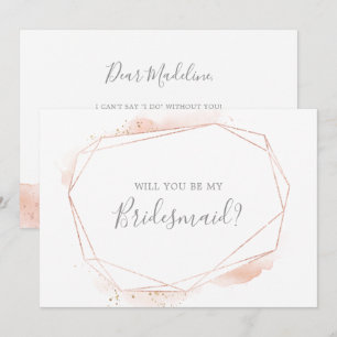 Roos Gold Waterverf Bridesmaid proposal Kaart