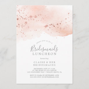 Roos Gold Waterverf Bridesmaids Luncheon Kaart