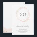Roos Gold Waterverf Geometric 30th Birthday Party Kaart<br><div class="desc">Deze roos gouden waterverf geometrische 30ste verjaardagsfeestuitnodiging is perfect voor een elegante verjaardagsfeestje. Het grillige ontwerp is voorzien van een neutrale,  wazige roze waterverf met prachtige,  faux roos gouden folie geometrische vormen en glitter.</div>