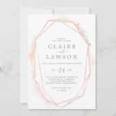 Roos Gold Waterverf Geometric All-in-One Weddensch Kaart (Voorkant)