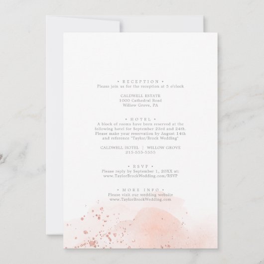 Roos Gold Waterverf Geometric All-in-One Weddensch Kaart (Achterkant)