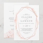 Roos Gold Waterverf Geometric All-in-One Weddensch Kaart (Voorkant / Achterkant)