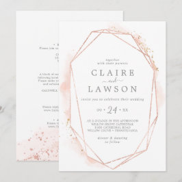 Roos Gold Waterverf Geometric All-in-One Weddensch Kaart