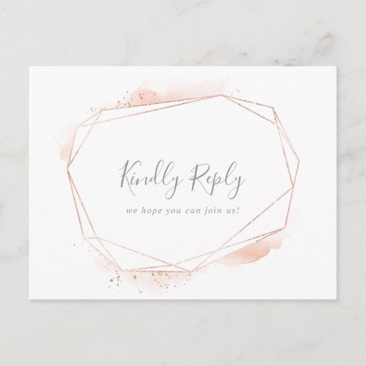 Roos Gold Waterverf Geometric Menu Keuze RSVP (Voorkant)