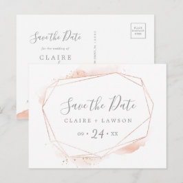 Roos Gold Waterverf Geometric Save the Date Uitnodiging Briefkaart
