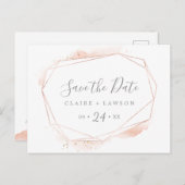 Roos Gold Waterverf Geometric Save the Date Uitnodiging Briefkaart (Voorkant / Achterkant)