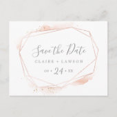 Roos Gold Waterverf Geometric Save the Date Uitnodiging Briefkaart (Voorkant)