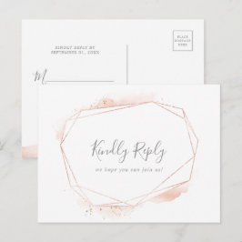 Roos Gold Waterverf Geometric Song Request RSVP Uitnodiging Briefkaart