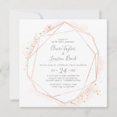 Roos Gold Waterverf Geometric Square Wedding Kaart (Voorkant)