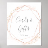 Roos Gold Waterverf Geometrische Kaarten en cadeau Poster (Voorkant)