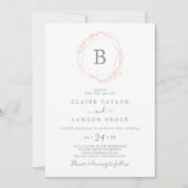 Roos Gold Waterverf Geometrische monogram bruiloft Kaart (Voorkant)
