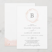 Roos Gold Waterverf Geometrische monogram bruiloft Kaart (Voorkant / Achterkant)