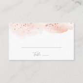 Roos Gold Waterverf Geometrische platte bruiloft Plaatskaartje (Voorkant)