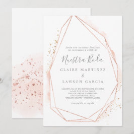 Roos Gold Waterverf Geometrische Spaanse bruiloft Kaart