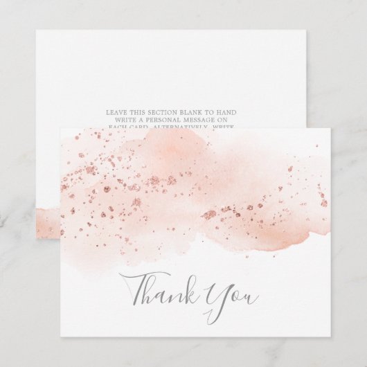 Roos Gold Waterverf Hartelijk dank Bedankkaart (Voorkant / Achterkant)