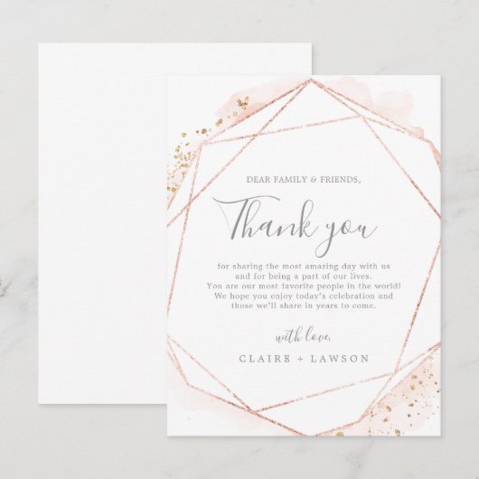 Roos Gold Waterverf Hartelijk dank voor uw ontvang Briefkaart (Voorkant / Achterkant)