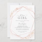 Roos Gold Waterverf Het is een meisje Baby shower Kaart (Voorkant)