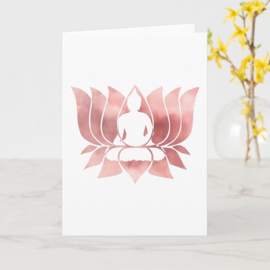 Roos Gold Waterverf Textuur Boeddha Meditation Zen Kaart (Gele Bloem)