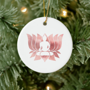 Roos Gold Waterverf Textuur Boeddha Meditation Zen Keramisch Ornament