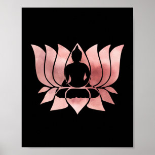 Roos Gold Waterverf Textuur Boeddha Meditation Zen Poster