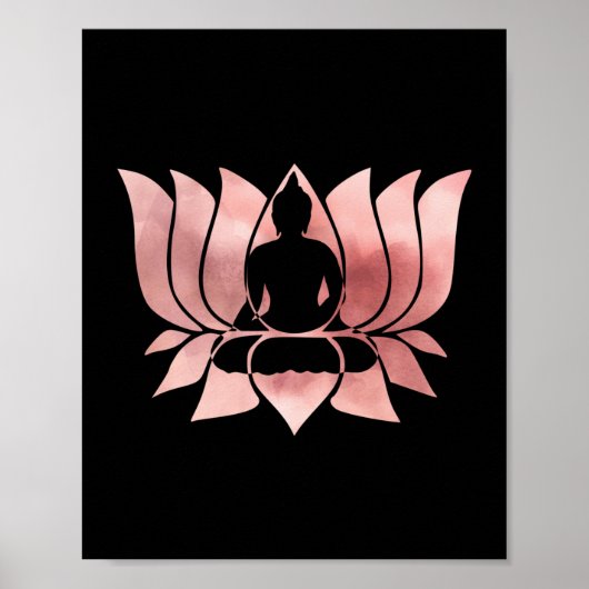 Roos Gold Waterverf Textuur Boeddha Meditation Zen Poster (Voorkant)