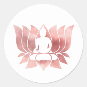 Roos Gold Waterverf Textuur Boeddha Meditation Zen Ronde Sticker