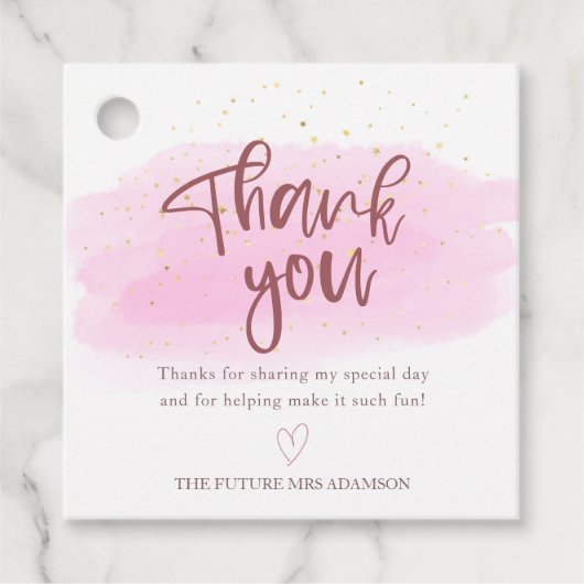 Roos Gold Waterverf Vrijgezellenfeest Hartelijk da Bedankjes Labels (Voorkant)