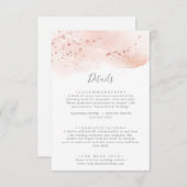 Roos Gold Waterverf Wedding Detail Enclosure Kaart (Voorkant / Achterkant)