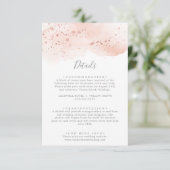 Roos Gold Waterverf Wedding Detail Enclosure Kaart (Staand voorkant)