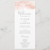 Roos Gold Waterverf Wedding Program Programmakaart (Voorkant)