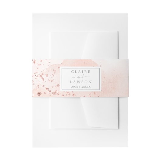 Roos Gold Waterverf Wedding Uitnodigingen Wikkel (Voorkant Voorbeeld)