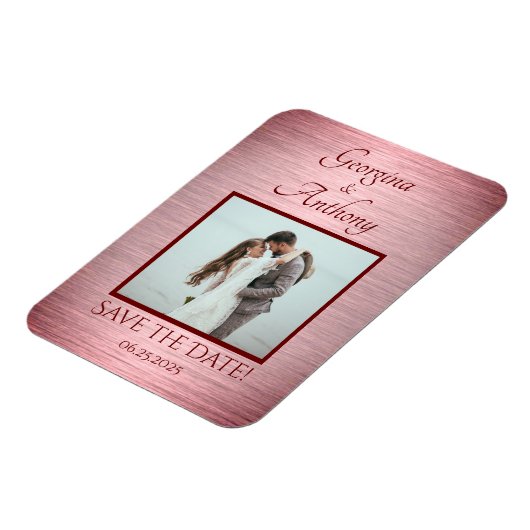 Roos Gold Weddenfoto Aangepast sparen op datum Magneet (Linkerzijde)