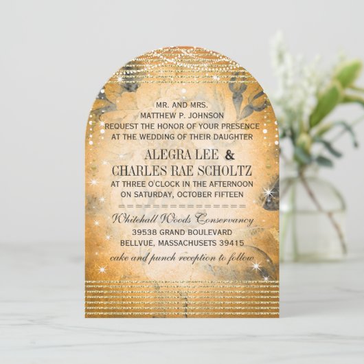 Roos Gold Wedding Chalkboard onder de sterren Kaart (Staand voorkant)