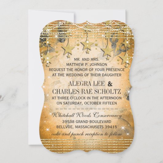 Roos Gold Wedding Chalkboard onder de sterren Kaart (Voorkant)