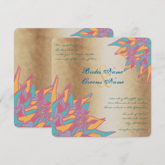 Roos Gold Wedding Colors Kaart (Voorkant / Achterkant)
