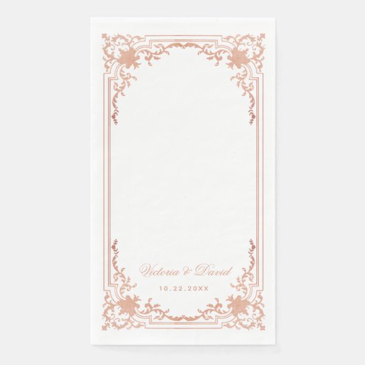 Roos Gold Wedding Elegant Antiek Script Servet (Voorkant)