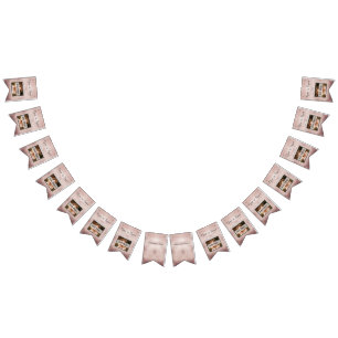 Roos Gold Wedding Elegant Moderne Aangepaste Foto Vlaggetjes