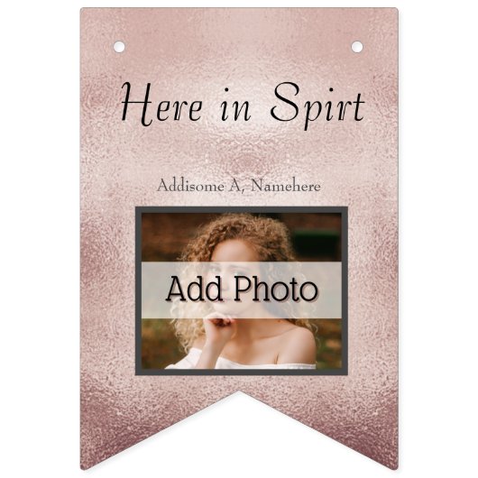 Roos Gold Wedding Elegant Moderne Aangepaste Foto Vlaggetjes (Tweede vlag)