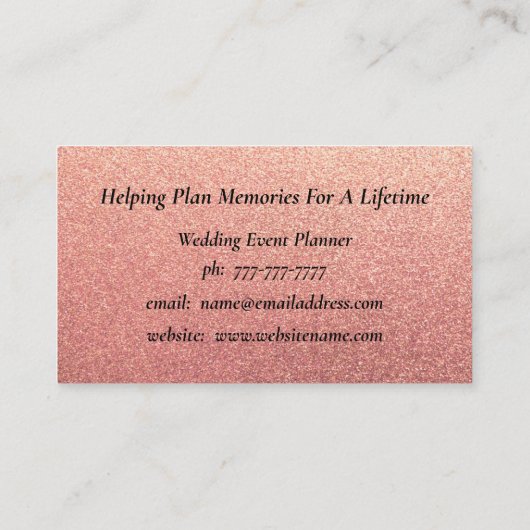 Roos Gold Wedding Event Planner Visitekaartje (Achterkant)